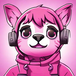 2D outline animated style close-up of an upset Fortnite's Cuddle Team Leader, featuring expressive eyes and vibrant colors.