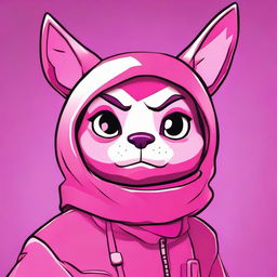 2D outline animated close up of an upset Fortnite's Cuddle Team Leader, highlighting expressive eyes and vibrant colors.