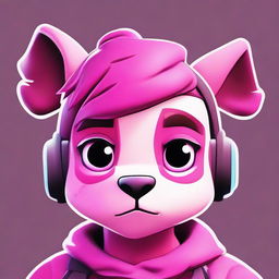 2D outline animated close up of an upset Fortnite's Cuddle Team Leader, highlighting expressive eyes and vibrant colors.