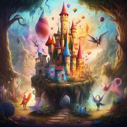 A colorful, enchanting book cover for 'Friends of the Magical World', illustrating the power of friendship, respect, and solidarity, framed within a whimsical, magical environment.