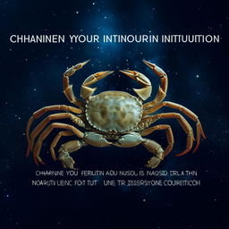 Add to the Cancer section: The Cancer symbol, a crab, along with the horoscope text 'Channel your intuition, Cancer. A hidden truth may come to light. Trust your gut feeling and navigate with caution. Sensitivity is your strength, use it to discern genuine connections from passing facades.'