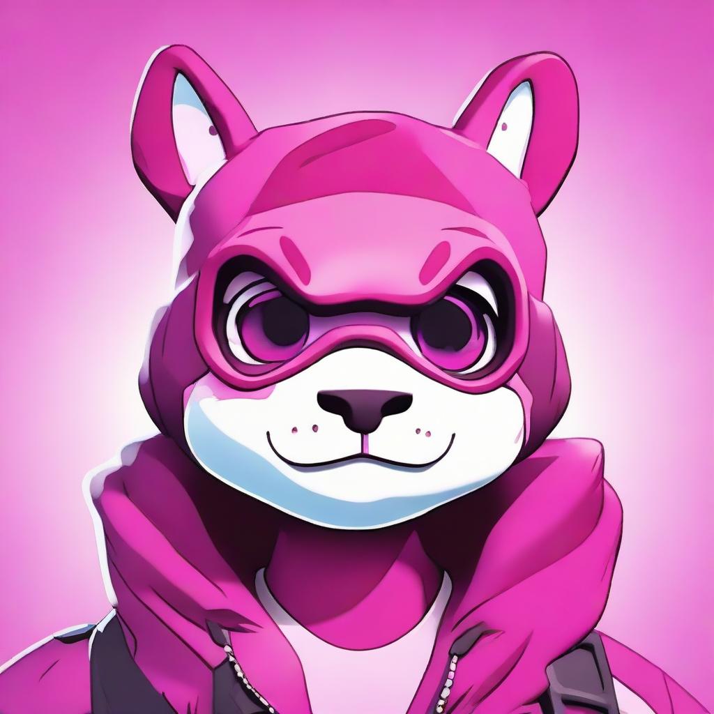 Close-up of an upset Fortnite's Cuddle Team Leader, rendered in 2D outline animated style highlighting expressive eyes and vibrant colors.