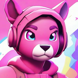 Close-up of an upset Fortnite's Cuddle Team Leader, rendered in 2D outline animated style highlighting expressive eyes and vibrant colors.