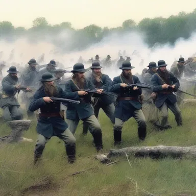 The grizzled soldiers fought valiantly in the Battle of Gettysburg.