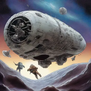 In the science fiction novel, the grizzled spaceship captain led his crew through uncharted galaxies.