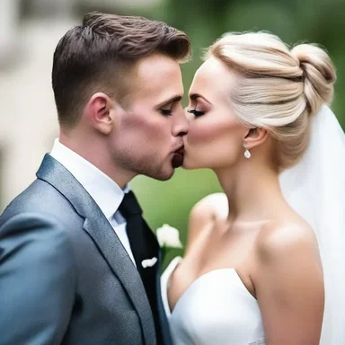 The couple shared a passionate kiss, leaving a soilure of lipstick on each other's faces.