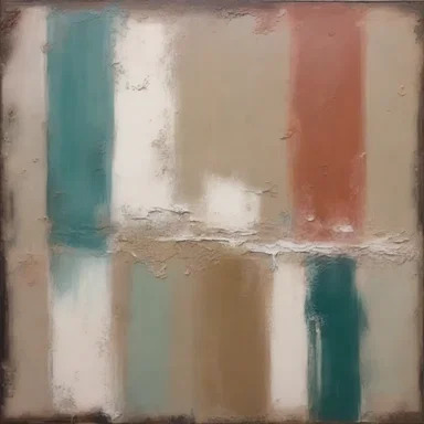 The artist used various shades of paint to create a soilure effect on the canvas, giving the artwork a distressed appearance.