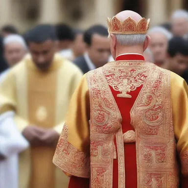The priest wore a snazzy robe adorned with gold embroidery during the religious ceremony.
