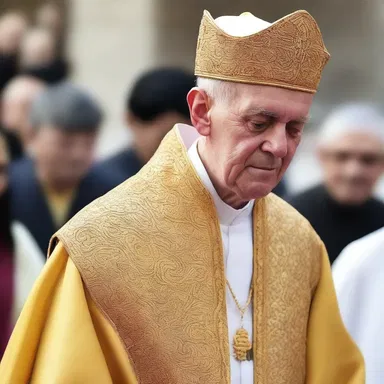 The priest wore a snazzy robe adorned with gold embroidery during the religious ceremony.
