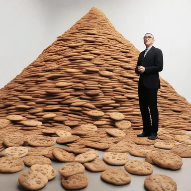 In his groundbreaking performance art piece, the artist symbolically went through a mountain of cookies as a commentary on society's excessive consumption.