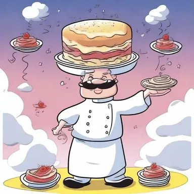 In the cartoon, the chef's souffle magically rose to the sky, creating a whimsical and comical scene for the audience to enjoy.