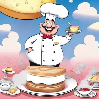 In the cartoon, the chef's souffle magically rose to the sky, creating a whimsical and comical scene for the audience to enjoy.