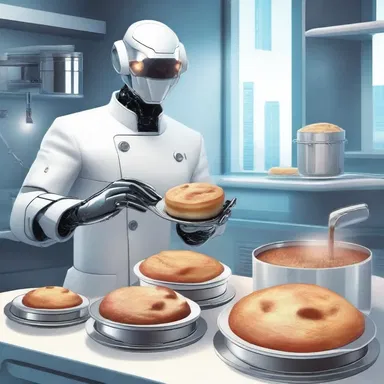 In the futuristic world of the science fiction novel, the protagonist's morning routine included indulging in a savory and fluffy souffle cooked by an advanced robotic chef.