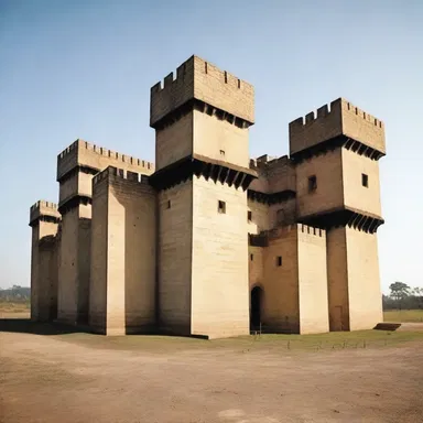 The architect designed a modern fort with strong walls and watchtowers.
