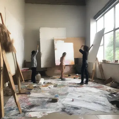 The artist fort up in their studio to create their masterpiece.