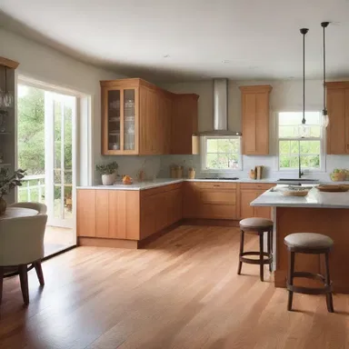 The open floor plan created a seamless jointure between the living room and the kitchen.