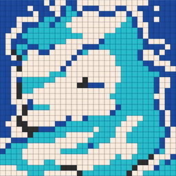 A 32x32 pixel art image of Snorlax from Pokemon, showcasing its distinctive features in various shades of blue