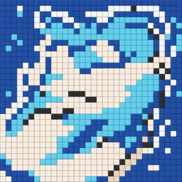 A 32x32 pixel art image of Snorlax from Pokemon, showcasing its distinctive features in various shades of blue