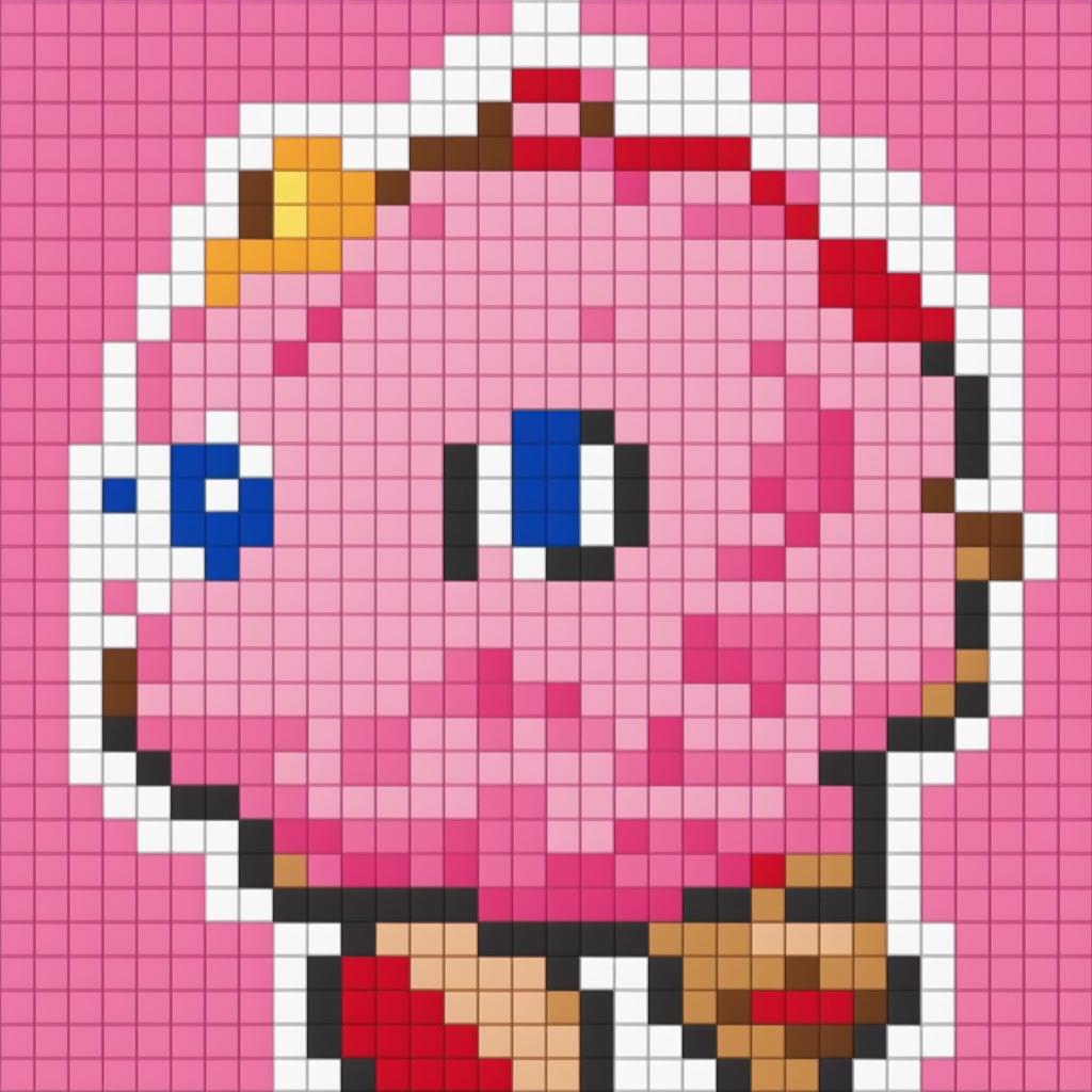 This is a 32x32 pixel art image of Kirby, a popular Nintendo character