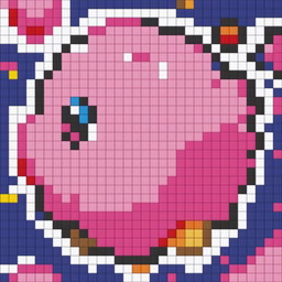 This is a 32x32 pixel art image of Kirby, a popular Nintendo character