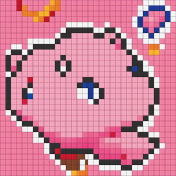 This is a 32x32 pixel art image of Kirby, a popular Nintendo character