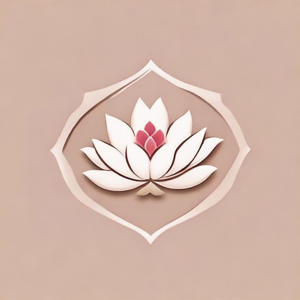 A serene logo featuring a beautifully blooming lotus flower symbolizing purity and an additional icon that represents spirituality.