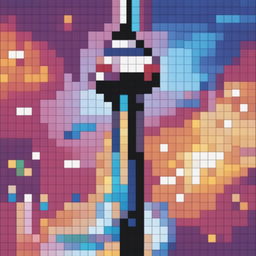 A 32x32 pixel art digital image of the CN Tower