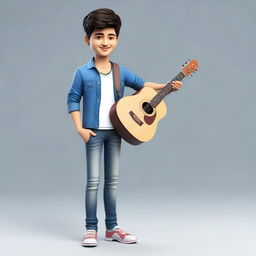 Generate a 3D image of Darshan Raval in a cute, friendly style.