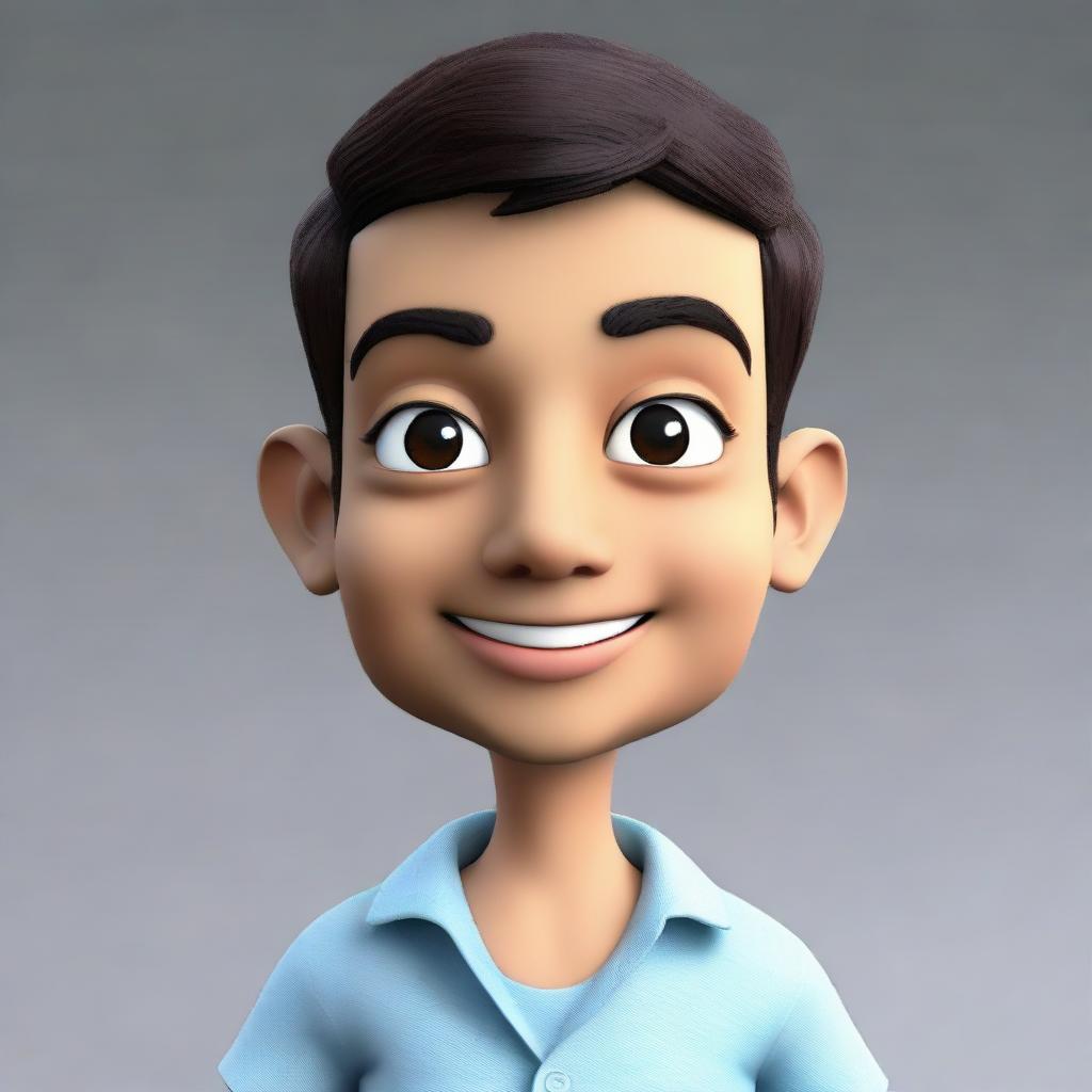 Generate a 3D image of a cute and friendly-looking guy named Zeeshan.