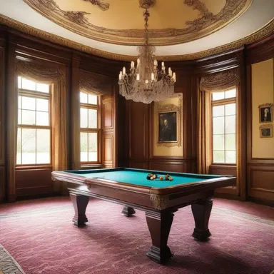 The luxurious billiard room in the mansion featured a beautifully designed billiard marker on the table.