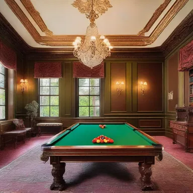 The luxurious billiard room in the mansion featured a beautifully designed billiard marker on the table.