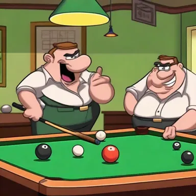In the cartoon, during the billiard game between the characters, they comically keep score with a billiard marker that comes to life and jumps around the table.