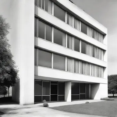 The modernist building had a blunt exterior with clean lines and no intricate details.