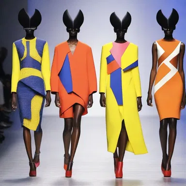 The fashion designer's collection featured bold and blunt designs, with bright colors and unconventional shapes.