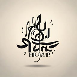 Design a music logo named 'Mina Ishaq', featuring musical notes and elegant calligraphy in a sleek, modern style.