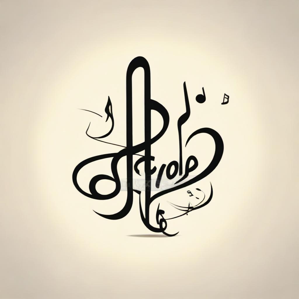 Design a music logo named 'Mina Ishaq', featuring musical notes and elegant calligraphy in a sleek, modern style.