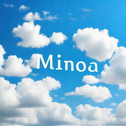 The name 'Mina' realistically displayed in the clouds against a clear, blue sky.