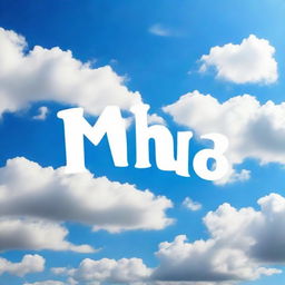 The name 'Mina' realistically displayed in the clouds against a clear, blue sky.