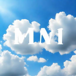 The name 'Mina' realistically displayed in the clouds against a clear, blue sky.