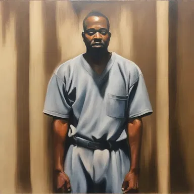 The artist depicted an inmate in his painting, capturing the raw emotions and experiences of incarceration.