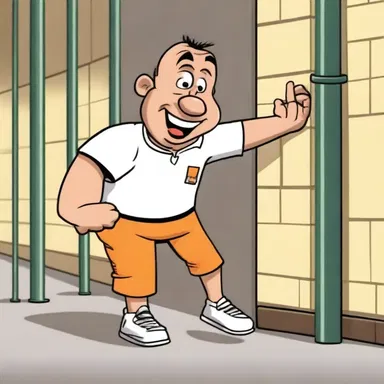 In the cartoon, the inmate character was shown trying to escape from prison in a comical and light-hearted way.