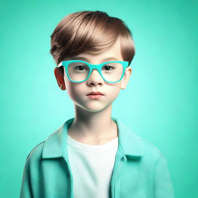 A 3D illustration of a trendy young boy wearing glasses, set against a contrasting aquamarine-colored background.