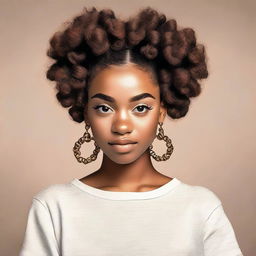 A portrait of a girl with beautifully detailed Bantu knots hairstyle.