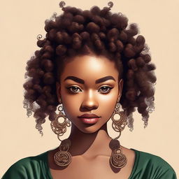 A portrait of a girl with beautifully detailed Bantu knots hairstyle.