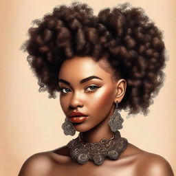 A portrait of a girl with beautifully detailed Bantu knots hairstyle.