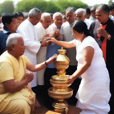 The ceremony involved the opening of a sacred poppet valve to release blessings upon the worshippers.