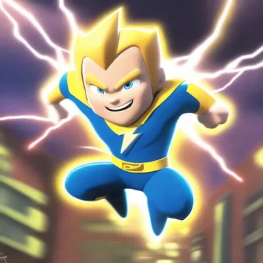 In the animated series, a bolt of lightning jumpstarts the main character's superpower to save the day.