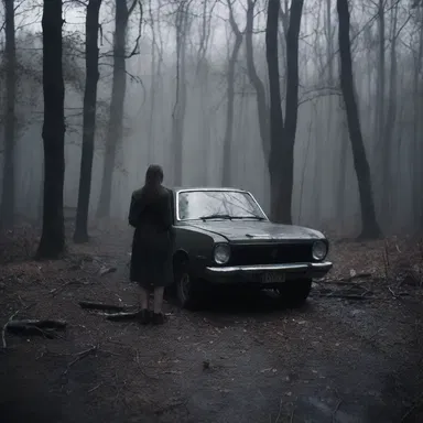 As the night grew darker, a terrified young woman tried to jumpstart her car in the middle of a desolate forest.