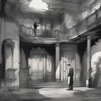 The fetid smell of decay filled the air as the characters ventured deeper into the haunted anime mansion.