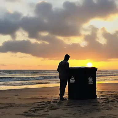 Despite the fetid odor coming from the nearby trash cans, the couple found beauty in the romantic sunset by the beach.
